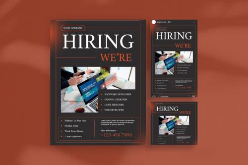 Dark Minimalist Job Vacancy Flyer Template