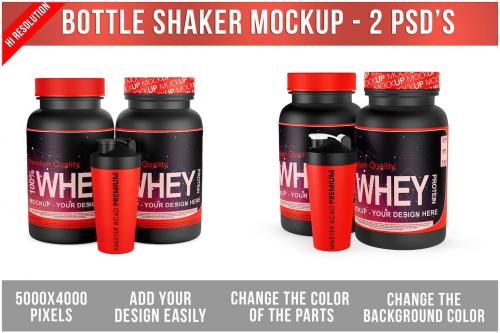 Shaker and Protein Bottle Mockup