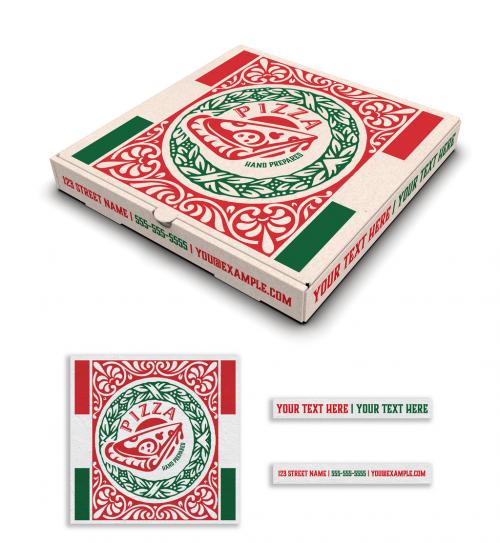 Vintage Pizza Box Label Layout - 319813696