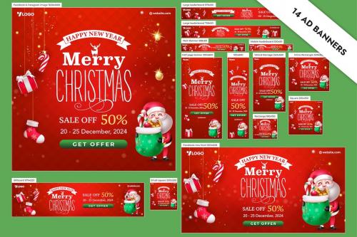 Merry Christmas &amp; Happy New Year Ad Banners Pack