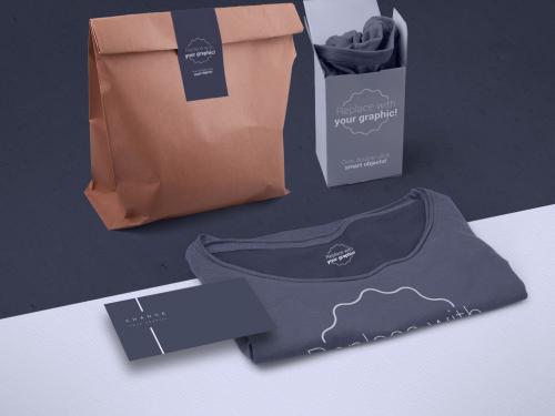 T-Shirt Packaging and Business Card Mockup - 319878511