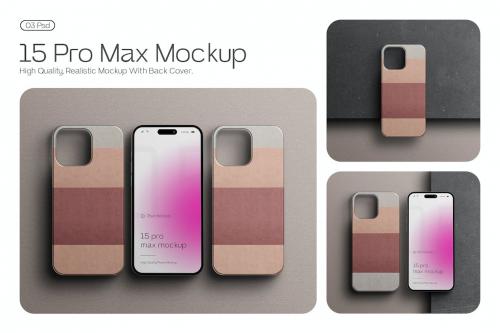 iPhone 15 Pro Max Back Cover with Phone Mockup Set