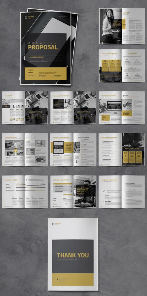 Proposal Business Brochure Layout with Gold Accents - 320384812