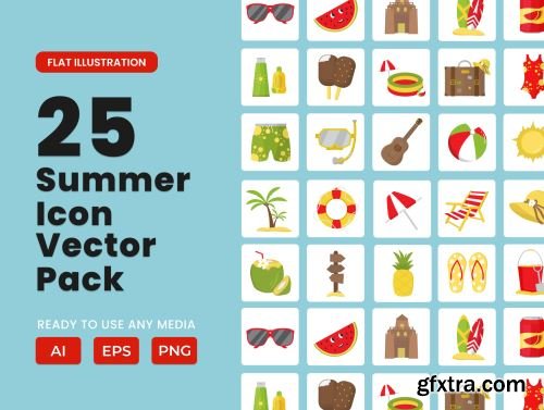 Summer 2D Icon Illustration Set Vol 1 Ui8.net