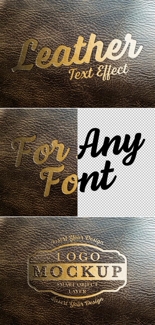 Golden Text Effect on Leather Mockup - 320457615