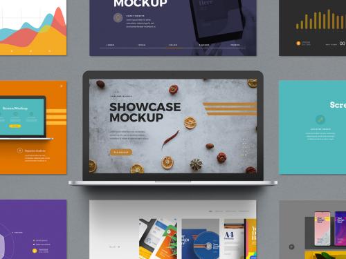 Laptop Presentation Showcase Mockup - 320620213