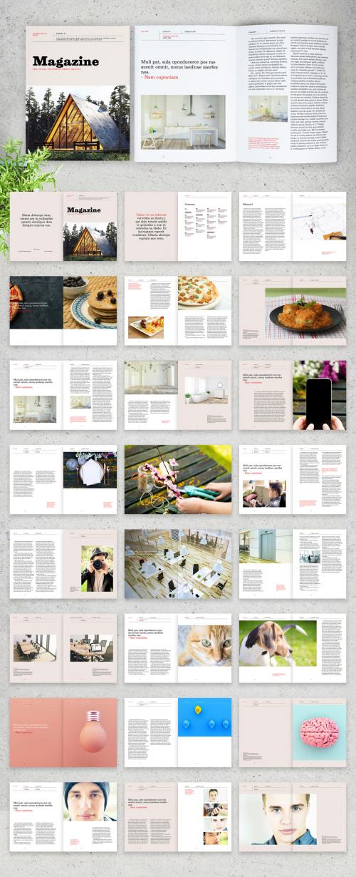 Magazine Layout with Orange Accents - 320627320