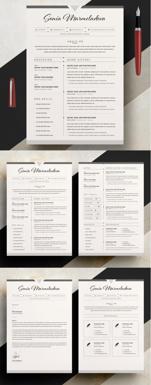 Resume Layout with Thin Gray Header Element - 320635599