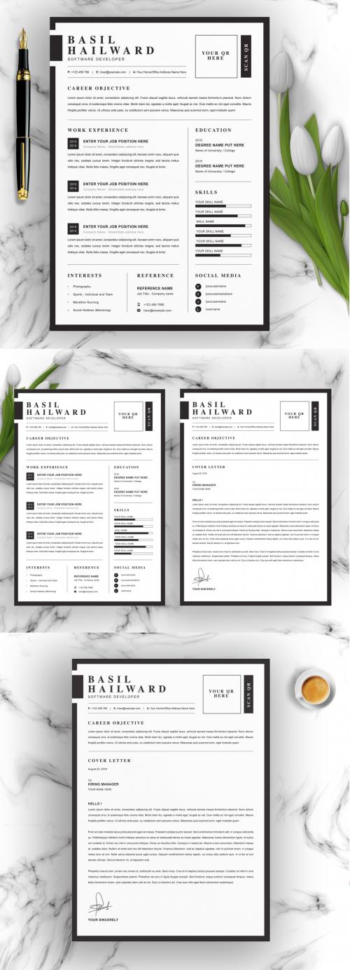 Resume Layout with Black Border - 320635644