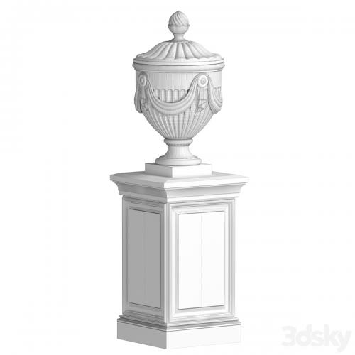 Classic vase on a pedestal for decoration of the facade and interior