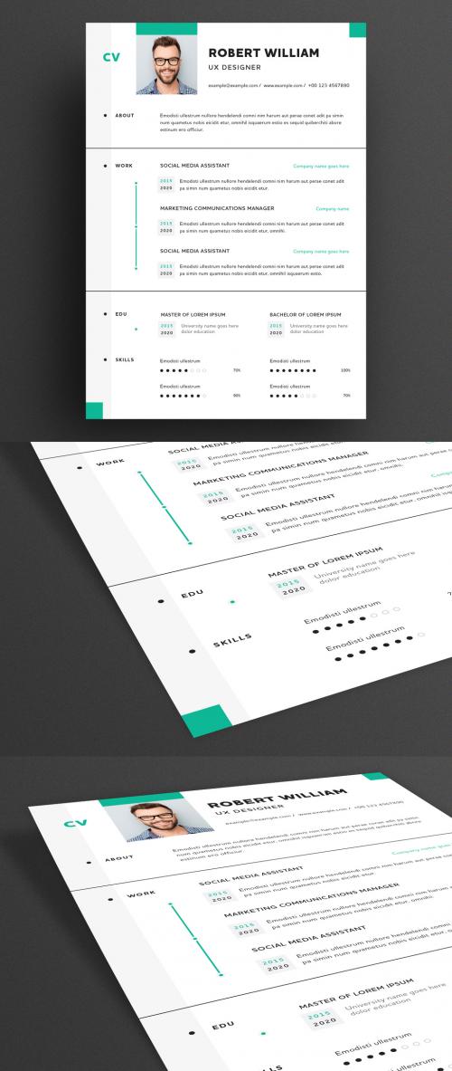 Resume Layout with Green Accents - 320640034