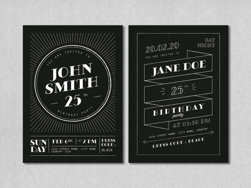 Simple Black Birthday Invitation Layout - 320641335