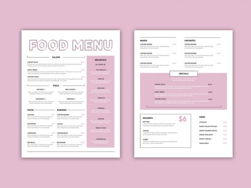 Pink and White Menu Layout - 320645483