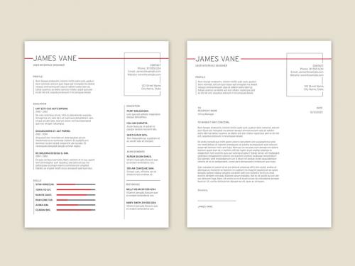 Resume Layout with Red Accents - 320645485