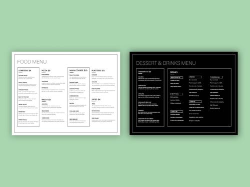 Black and White Landscape Menu Layout - 320645570