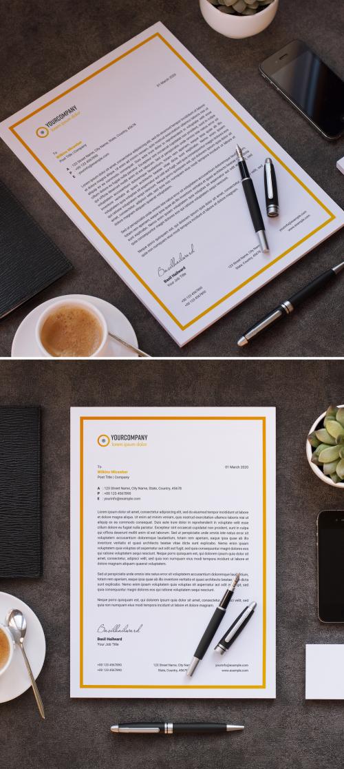 Letterhead Layout with Orange Gradient Accents - 320657502