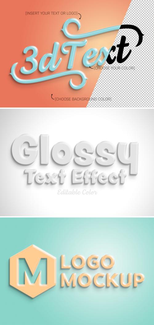 Colorful Glossy 3D Text Effect Mockup - 320831742