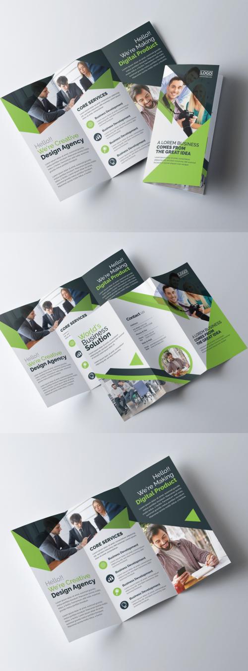 Green Corporate Trifold Brochure Layout - 320837688