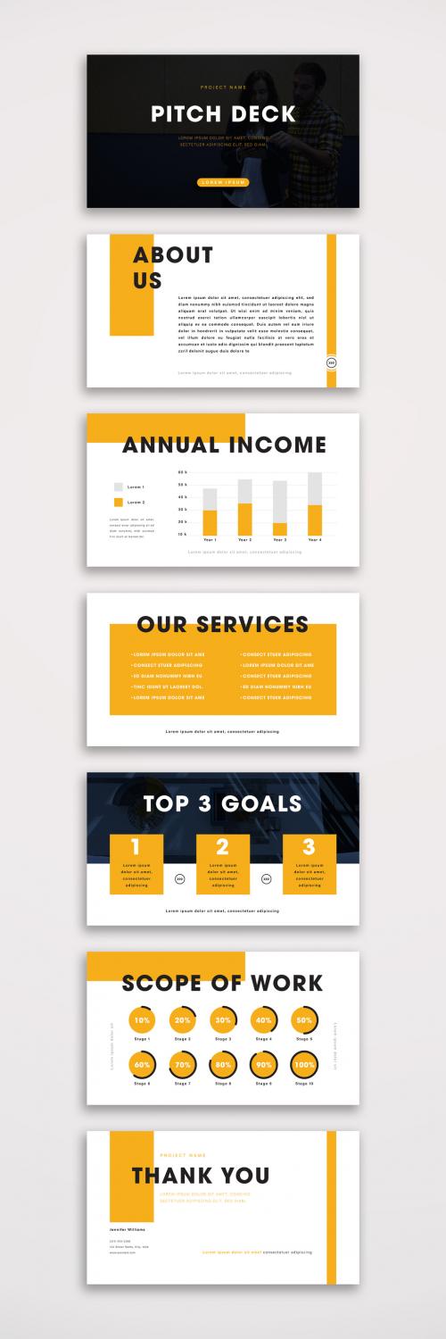 Pitch Deck Layout with Orange Accents - 320877056