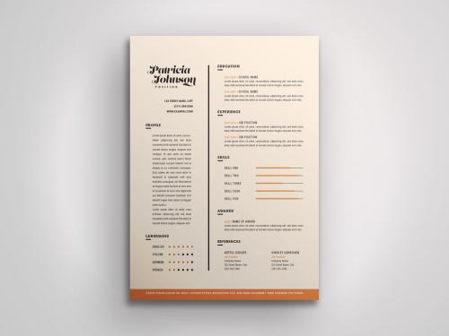 Light Orange Resume Layout with Bright Orange Accents - 320877064