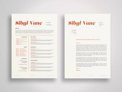 Resume and Cover Letter Layout with Red Accents - 320877075