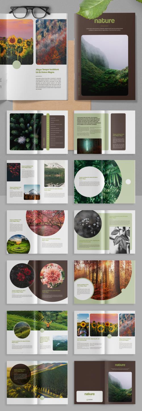 Nature Brochure Layout with Green Accents - 321076864