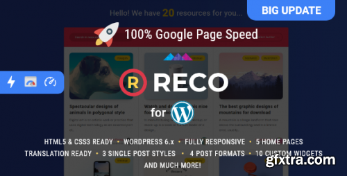 Themeforest - Reco - Minimal Lightweight AMP Theme for Freebies 22300581 v5.0.0 - Nulled