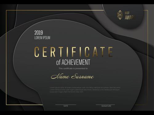 Modern Dark Certificate Layout with Golden Accent - 321317145