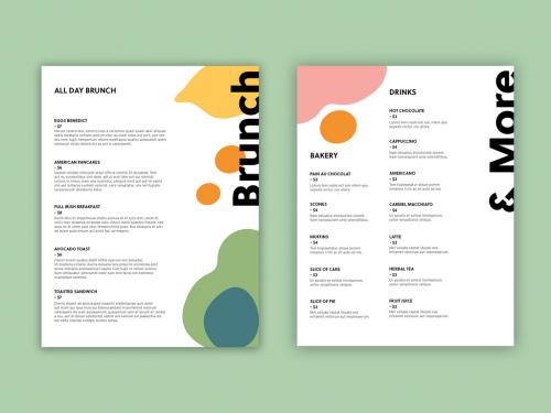 Cafe Menu Layout with Abstract Food Illustrations - 321554590