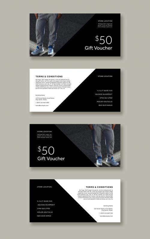 Black and White Gift Voucher Layout - 321554773