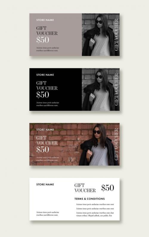 Grayscale Gift Voucher Layout - 321554816