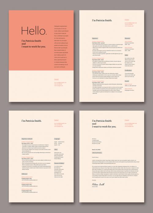 Resume and Cover Letter Layout with Coral Accents - 322101142