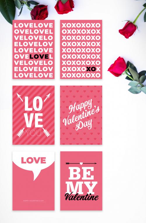 Pink Valentine's Day Postcard Layout Set - 322173431