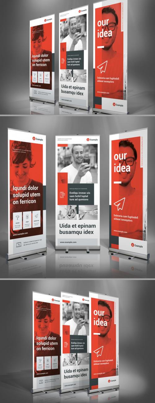 Light Gray and Red Roll-Up Banner Layout - 322330510