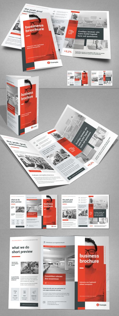 Light Gray and Red Business Tri-Fold Layout - 322330518