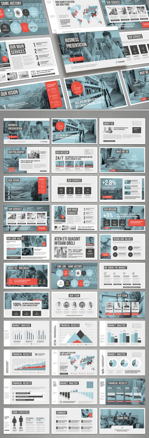 White and Pale Blue with Coral Accents Pitch Deck Layout - 322330571