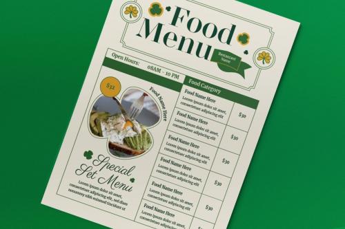Green Minimalist Saint Patrick Food Menu