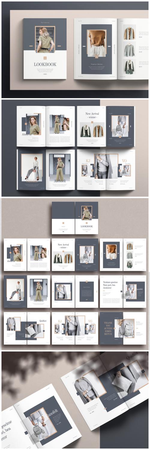 Fashion Lookbook Layout with Gray and Brown Accents - 322586573