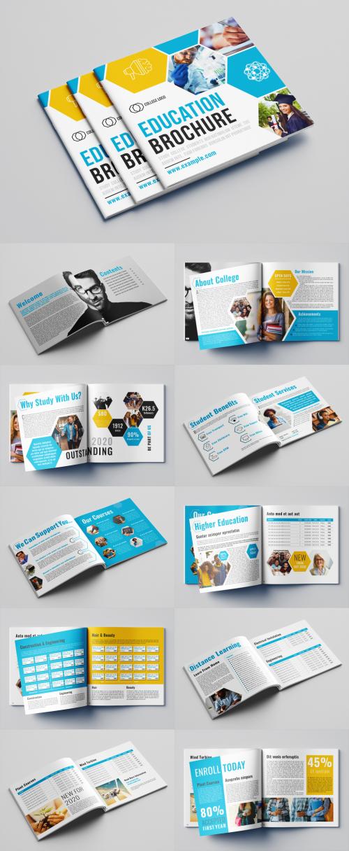 Education Brochure Layout with Blue and Orange Accents - 322804129