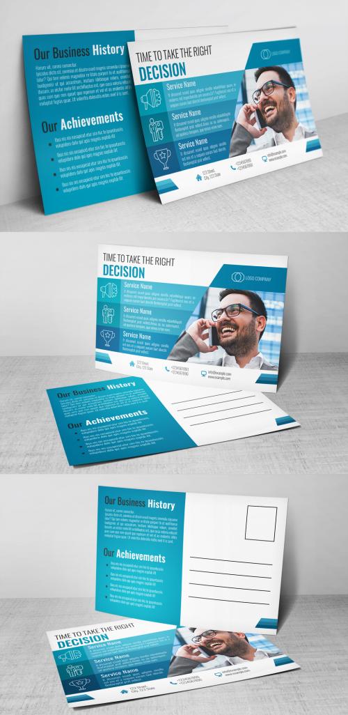 Business Postcard Layout with Blue Accents - 322804137