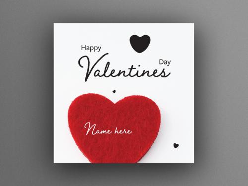 Valentine's Day Card Layout with Red Fluffy Heart Image - 322847241