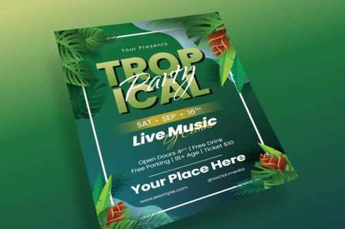 Tropical Party Flyer AI &amp; EPS Template