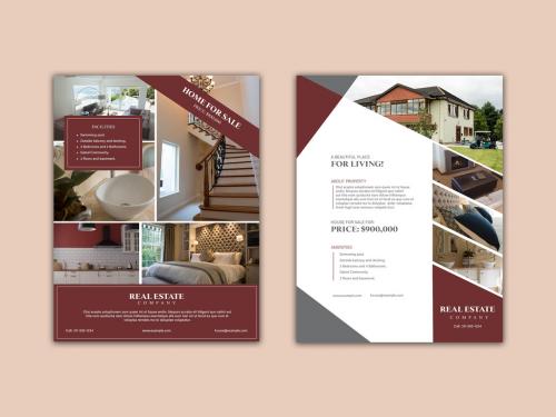 Flyer Layout with Dark Red Accents - 323052135