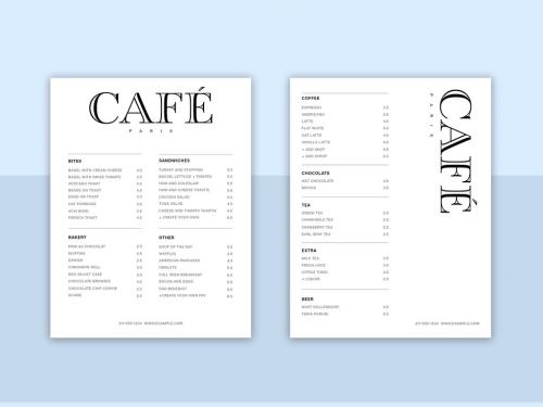 Black and White Menu Layout with Large Text Header - 323052179