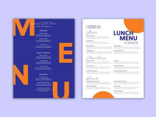 Purple and Orange Menu Layout - 323052188