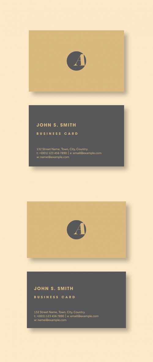 Tan and Gray Business Card Layout - 323052205