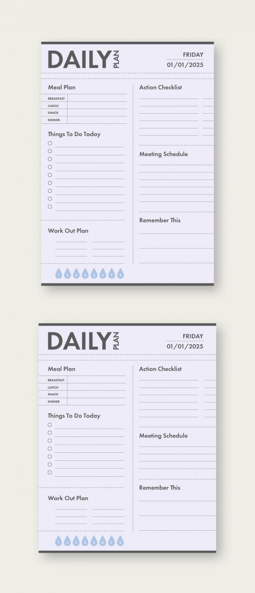 Grayscale Daily Planner Layout - 323052226