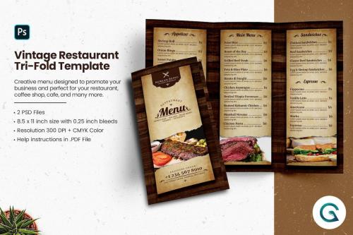 Vintage Restaurant TriFold Menu Template