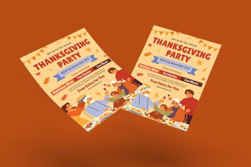 Thanksgiving Party 2 Flyer Ai &amp; EPS Template