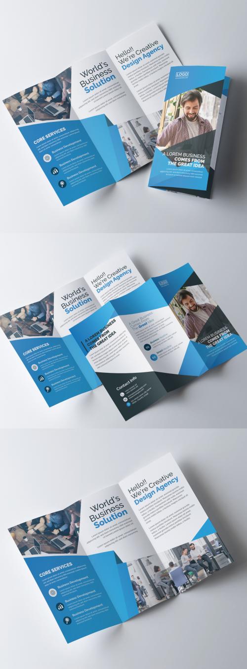 Blue Corporate Trifold Brochure Layout - 323752883